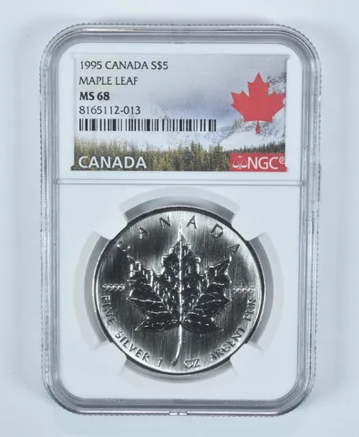 1995 Canada 5 Dollars Silver Maple Leaf MS68 NGC Canada Label
