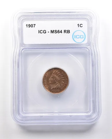 1907 Indian Head Cent MS64 RB ICG *1385