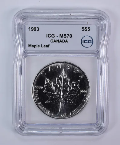 1993 Canada 5 Dollars Silver Maple Leaf MS70 ICG