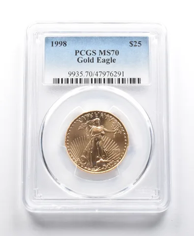 1998 $25 American Gold Eagle 1/2 Oz Gold MS70 PCGS