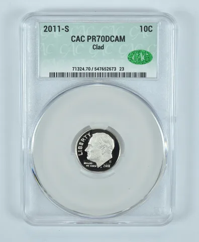 2011-S Roosevelt Dime CLAD PR70 DCAM CAC CACg