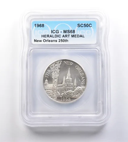 1968 So-Called Half Dollar New Orleans 250th MS68 ICG a7218