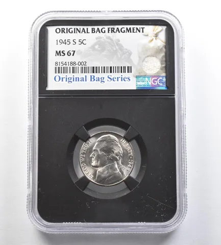 1945-S Jefferson Nickel Original Bag Fragment MS67 NGC *7198