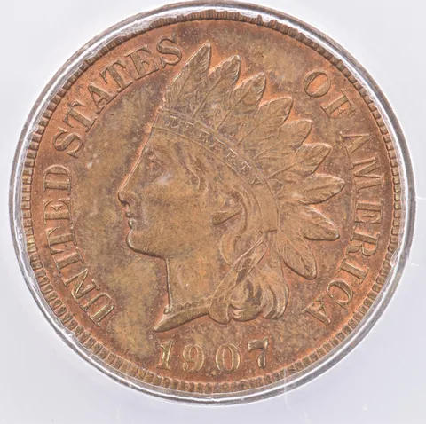 1907 Indian Head Cent MS64 RB ICG Beautiful Tone *1628