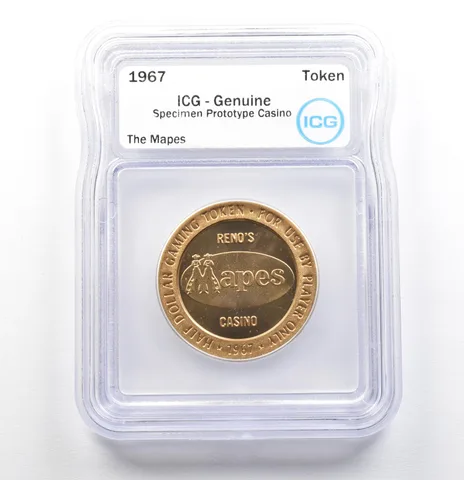 1967 Casino Token The Mapes Half Dollar Specimen Prototype Genuine ICG a0563