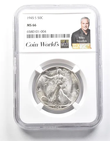 1945-S Walking Liberty Half Dollar Miles Standish MS66 NGC a1415