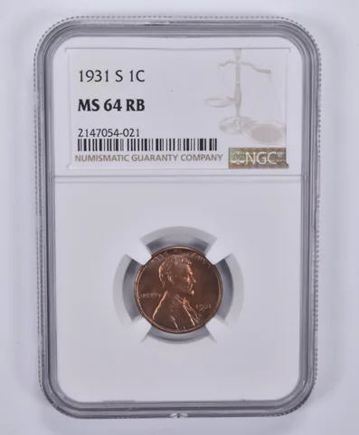 1931-S Lincoln Wheat Cent MS64 RB NGC a9097