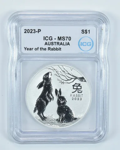 2023 P Australia 1 Dollar Silver Year Of The Rabbit MS70 ICG