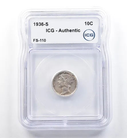 1936-S Mercury Dime FS-110 Authentic ICG *5990