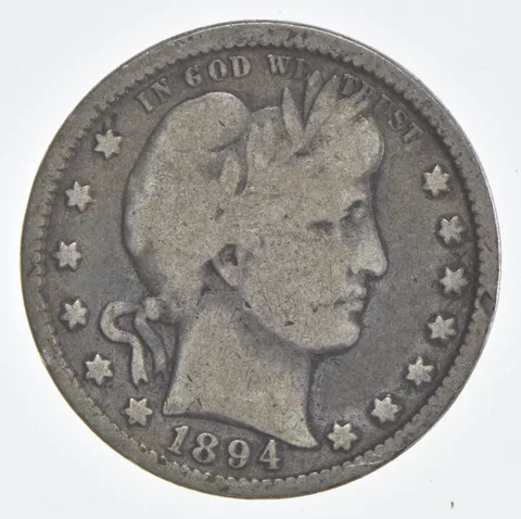 1894 (P) Barber Quarter 90% Silver VG Condition