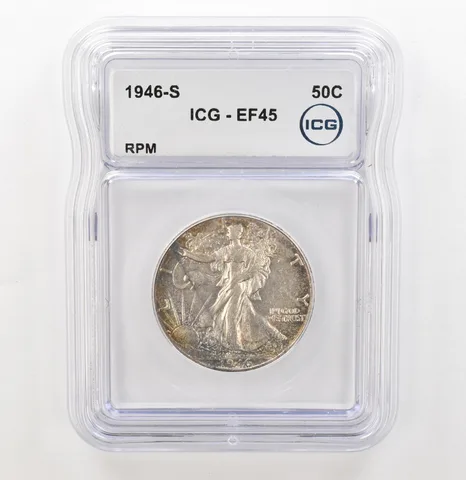 1946-S Walking Liberty Half Dollar RPM EF45 ICG Beautiful Tone a3897