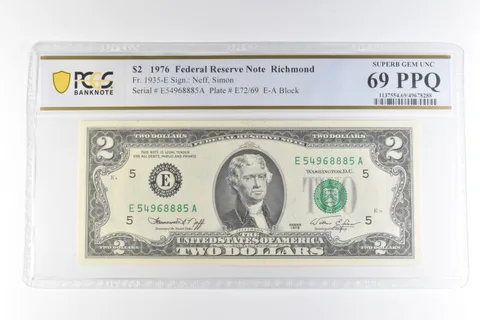 1976 $2 Richmond VA FRN Fr#1935-E Superb Gem Unc 69 PPQ PCGS *0653