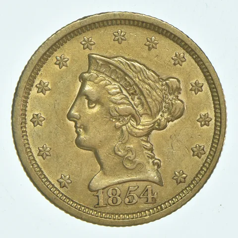 1854 $2.50 Liberty Head Gold Quarter Eagle a9370