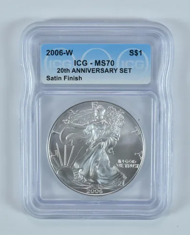 2006-W Burnished Silver Eagle Anniversary Set MS70 ICG
