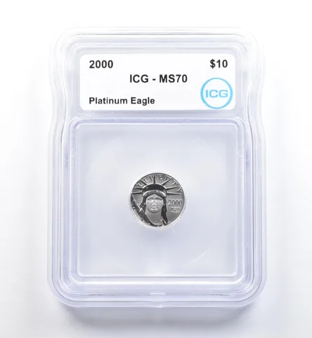 2000 $10 American Platinum Eagle 1/10 Oz Platinum MS70 ICG *0922