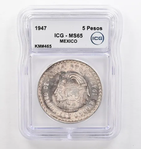 1947 Mo Mexico 5 Pesos KM#465 MS65 ICG Beautiful Tone *0276