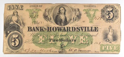 1861 $5 Bank Note Virginia Bank Of Howardsville Large Note N *5573