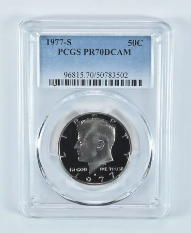 1977-S Kennedy Half Dollar PR70 DCAM PCGS Blue Label