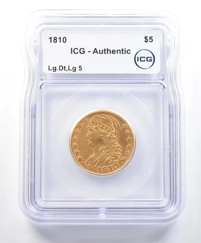 1810 $5 Classic Head Gold Half Eagle Large Date Large 5 Authentic ICG *9002