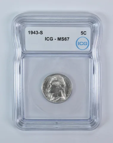 1943-S Jefferson Nickel MS67 ICG WTN War Silver