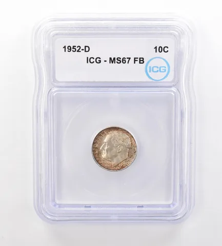 1952-D Roosevelt Dime MS67 FB ICG Beautiful Tone a7522