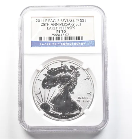 2011-P American Silver Eagle 25th Anniversary Set ER Reverse PF70 NGC *9811