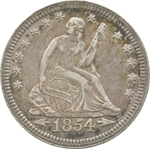 1854 Seated Liberty Quarter Arrows a2382