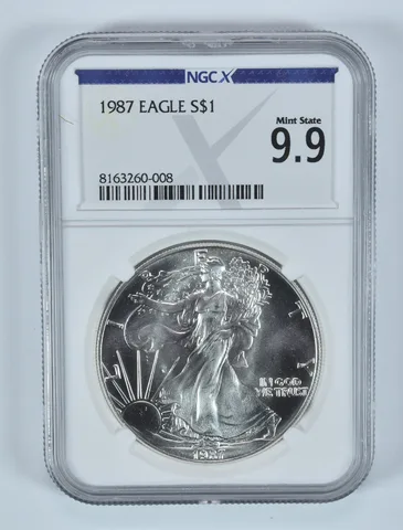 1987 American Silver Eagle Mint State 9.9 NGC X NGCX
