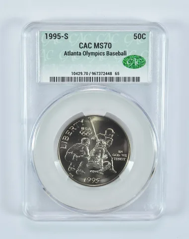 1995-S Olympic Baseball Commemorative Half Dollar MS70 CAC CACg