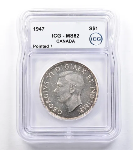 1947 Canada 1 Dollar Silver Pointed 7 MS62 ICG *1818