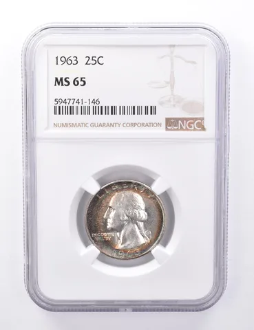 MS65 1963 Washington Quarter - Graded NGC Rainbow Toned a4434