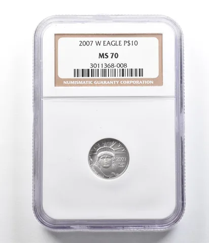 2007-W $10 Burnished Platinum Eagle 1/10 Oz Platinum MS70 NGC