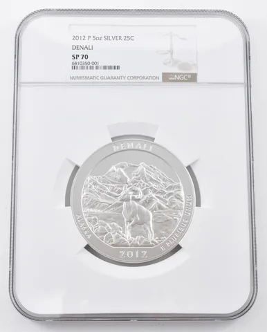 2012-P 5 Oz Silver Quarter Denali SP70 NGC Brown Label