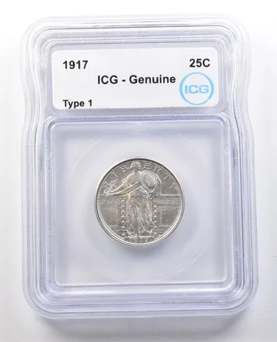 1917 Standing Liberty Quarter Type 1 Genuine ICG a1206