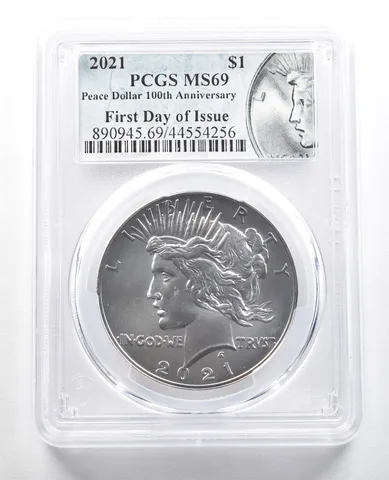 2021 Peace Silver Dollar FDOI MS69 PCGS *4714