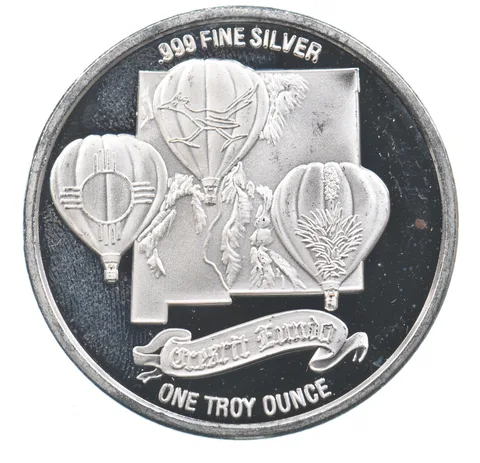 VINTAGE Art Bar/Round 1988 Albuquerque Intl. Balloon Fiesta Silver 1 T Oz *164