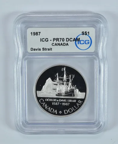1987 Canada Silver Dollar Davis Strait PR70 DCAM ICG