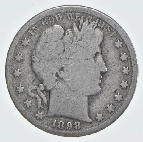 1898-S Barber Half Dollar 90% Silver VG Condition
