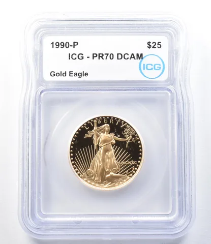 1990-P $25 American Gold Eagle 1/2 Oz Gold PR70 DCAM ICG