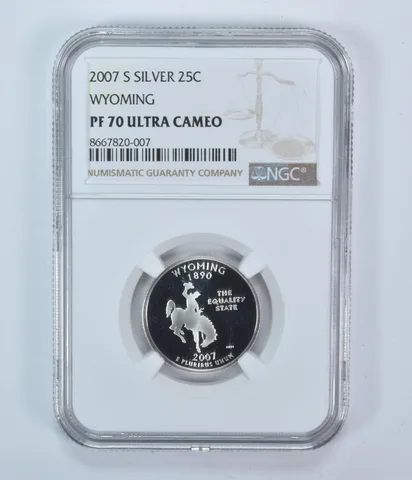 2007-S Washington State Quarter Wyoming Silver PF70 UCAM NGC Brown Label