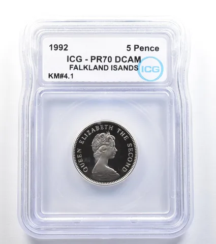 1992 Falkland Islands 5 Pence KM#4.1 PR70 DCAM ICG *7991