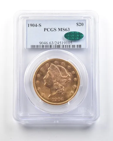 1904-S $20 Liberty Head Gold Double Eagle MS63 PCGS CAC a0638