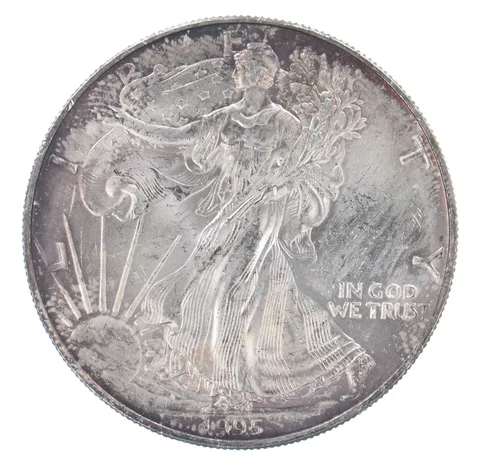 Beautiful Toned - 1995 American Silver Eagle 1 Troy Oz .999 Fine Silver *052