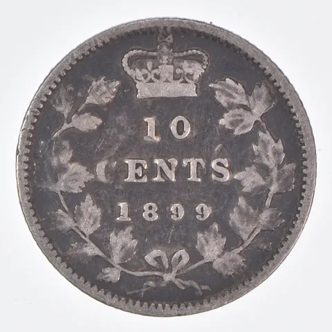 Better Date - 1899 Canada 10 Cents World Coin- Silver *993