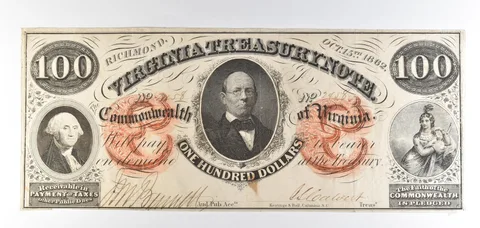 1862 $100 Richmond VA Treasury Note Obsolete Note *8760