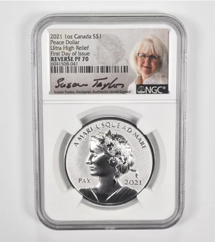 PF70 2021 Canada Silver Dollar Peace Dollar Ultra High Relief FDOI NGC *1399
