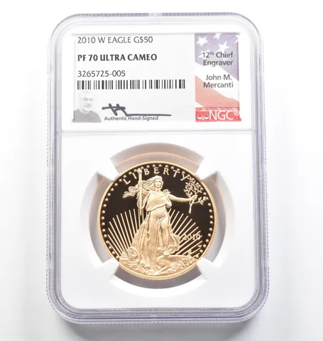 2010-W $50 American Gold Eagle Mercanti 1 Oz Gold PF70 UCAM NGC *9812