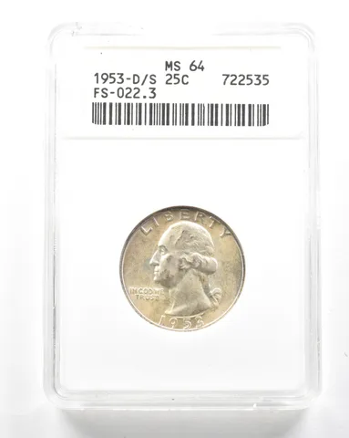1953-D/S Washington Quarter FS-022.3 MS64 ANACS *2056