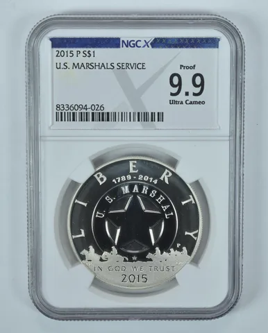 2015-P US Marshals Commemorative Silver Dollar Proof 9.9 NGC X NGCX