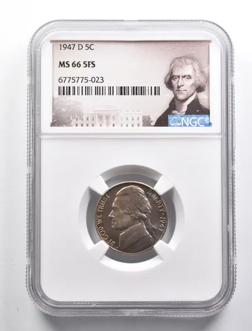 MS66 5FS 1947-D Jefferson Nickel NGC a4916